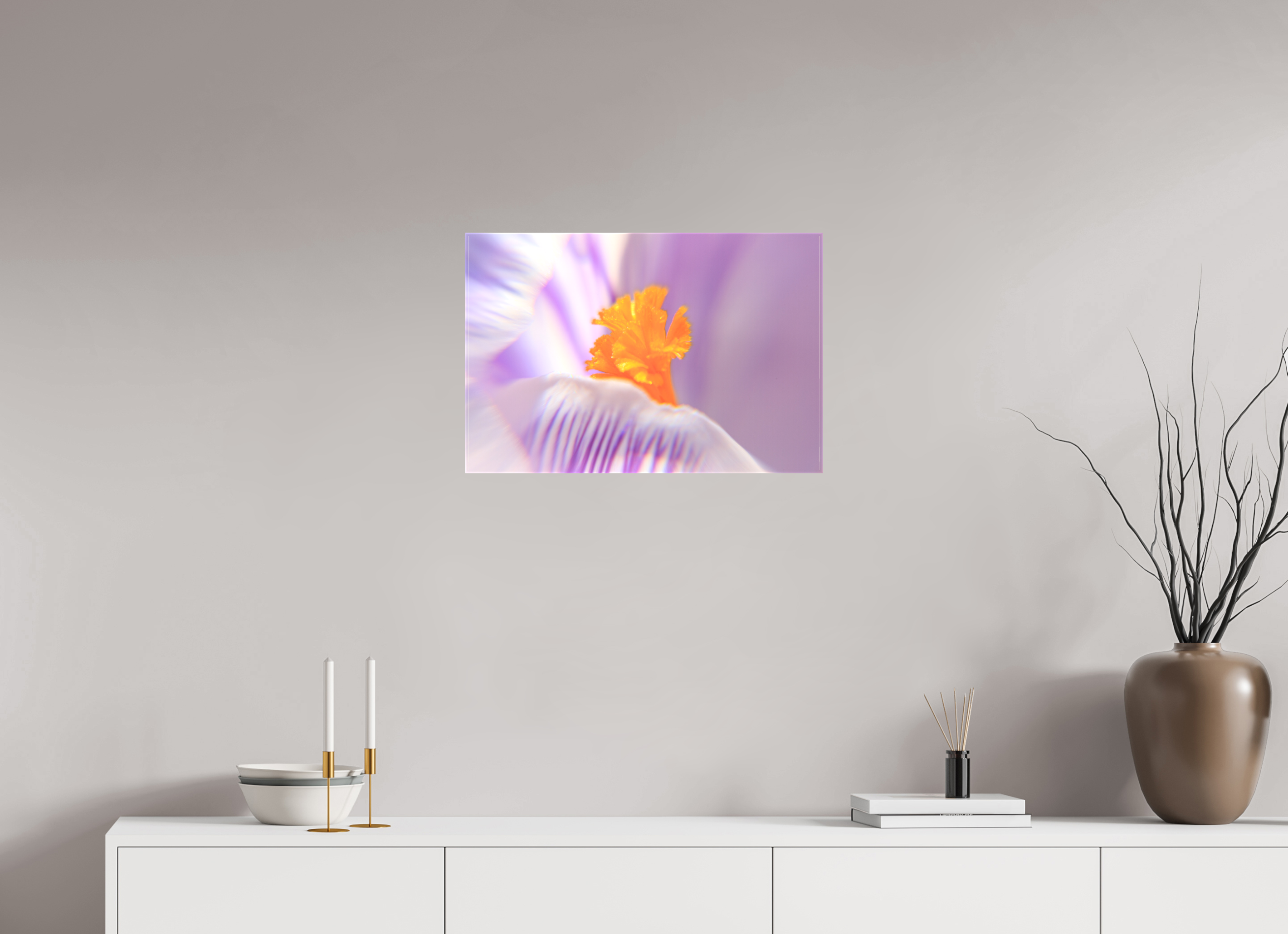 60 x 40 cm, Foto-Leinwand matt Das Herz des Krokus: Schärfe auf Lila