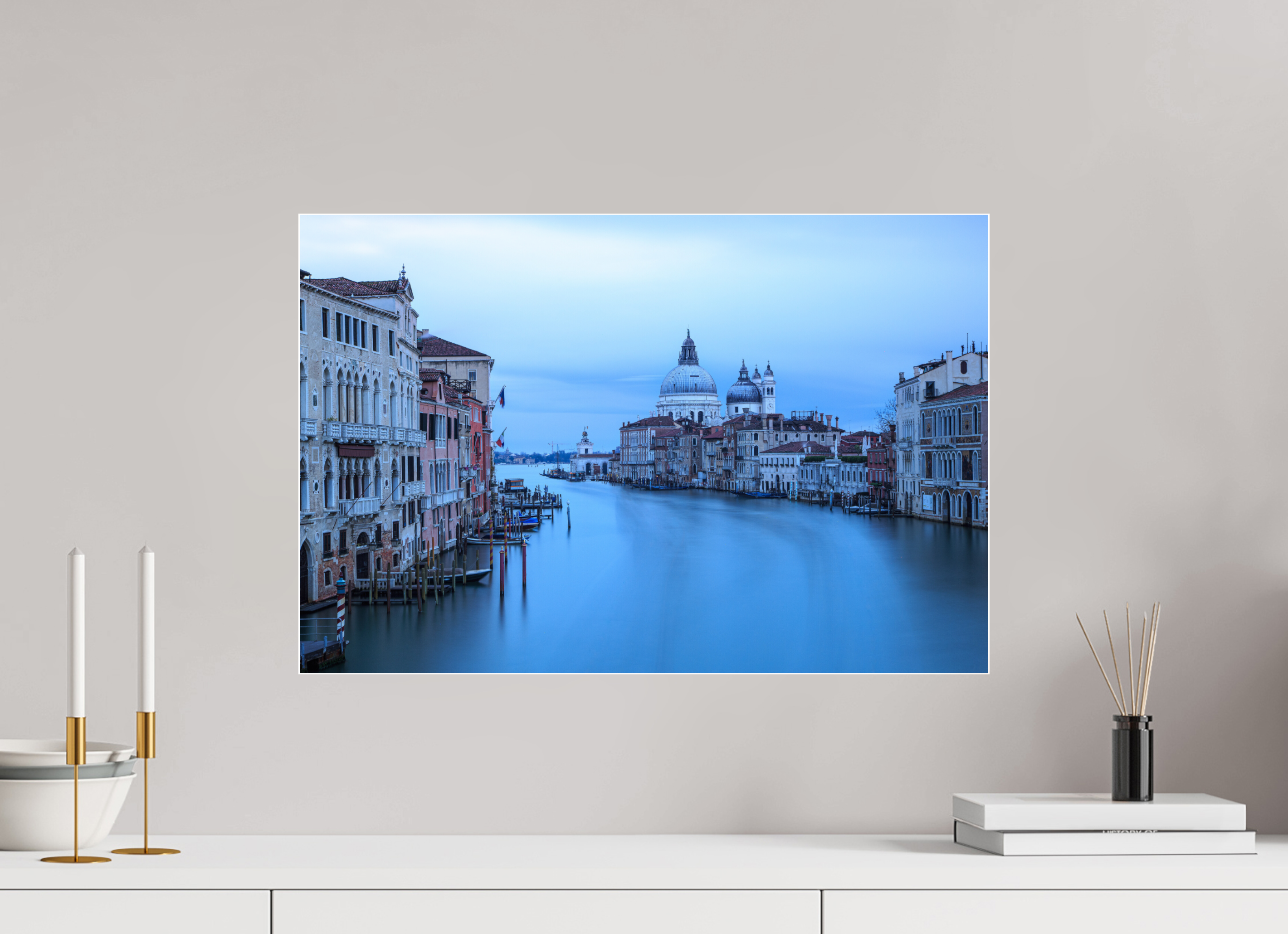 60 x 40 cm, Foto-Abzug Acrylglas 4 mm glänzend Venedig am Morgen: Der Blick von der Accademia Brücke