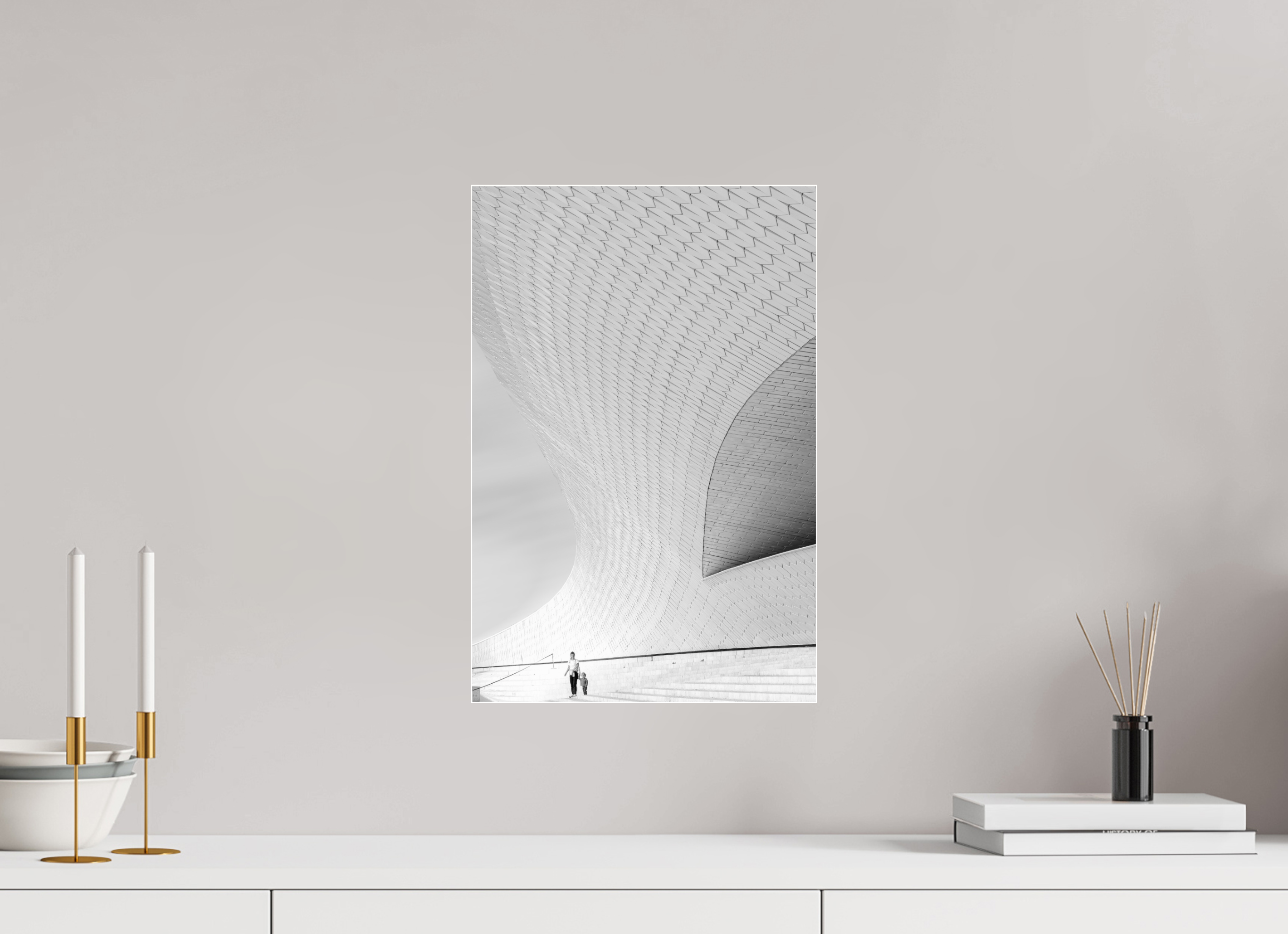 30 x 45 cm, Foto-Abzug Acrylglas 4 mm glänzend Street-Fotografie MAAT Museum – S/W Kunst online kaufen