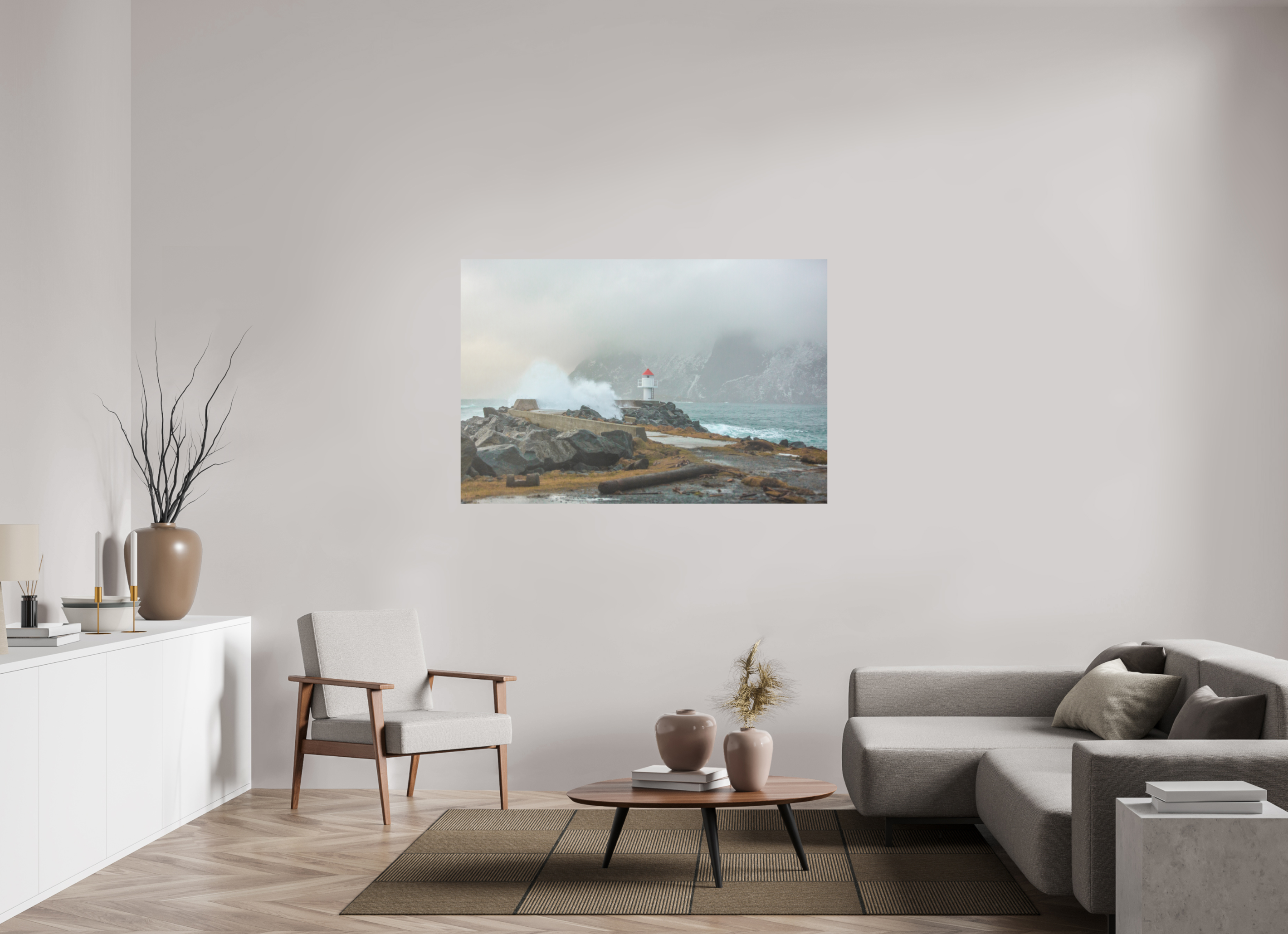 150 x 100 cm, Photo Print On Fuji Crystal DP II Kraft der Elemente – Norwegens Küste im Sturm