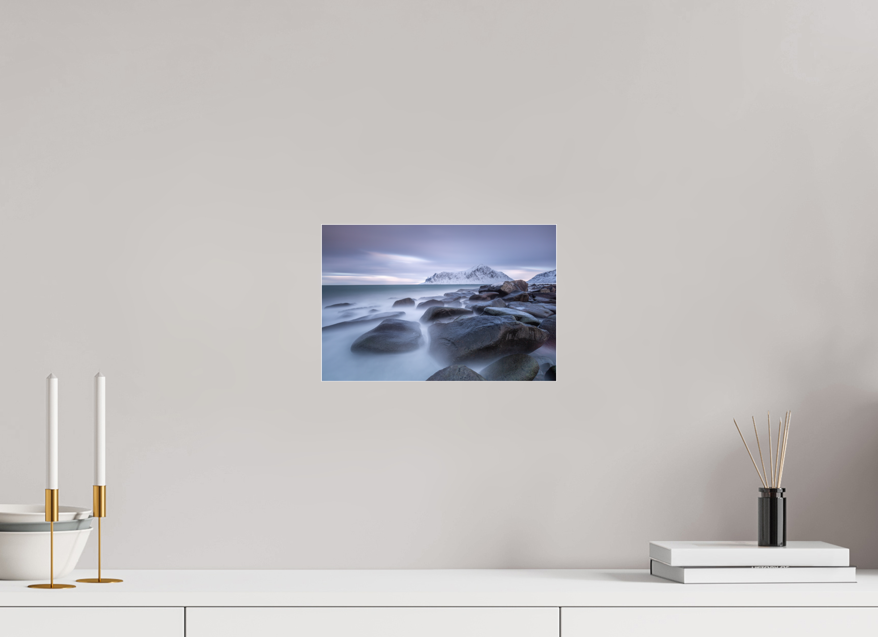 30 x 20 cm, Foto-Abzug Acrylglas 4 mm glänzend Nordische Stille im sanften Morgenlicht