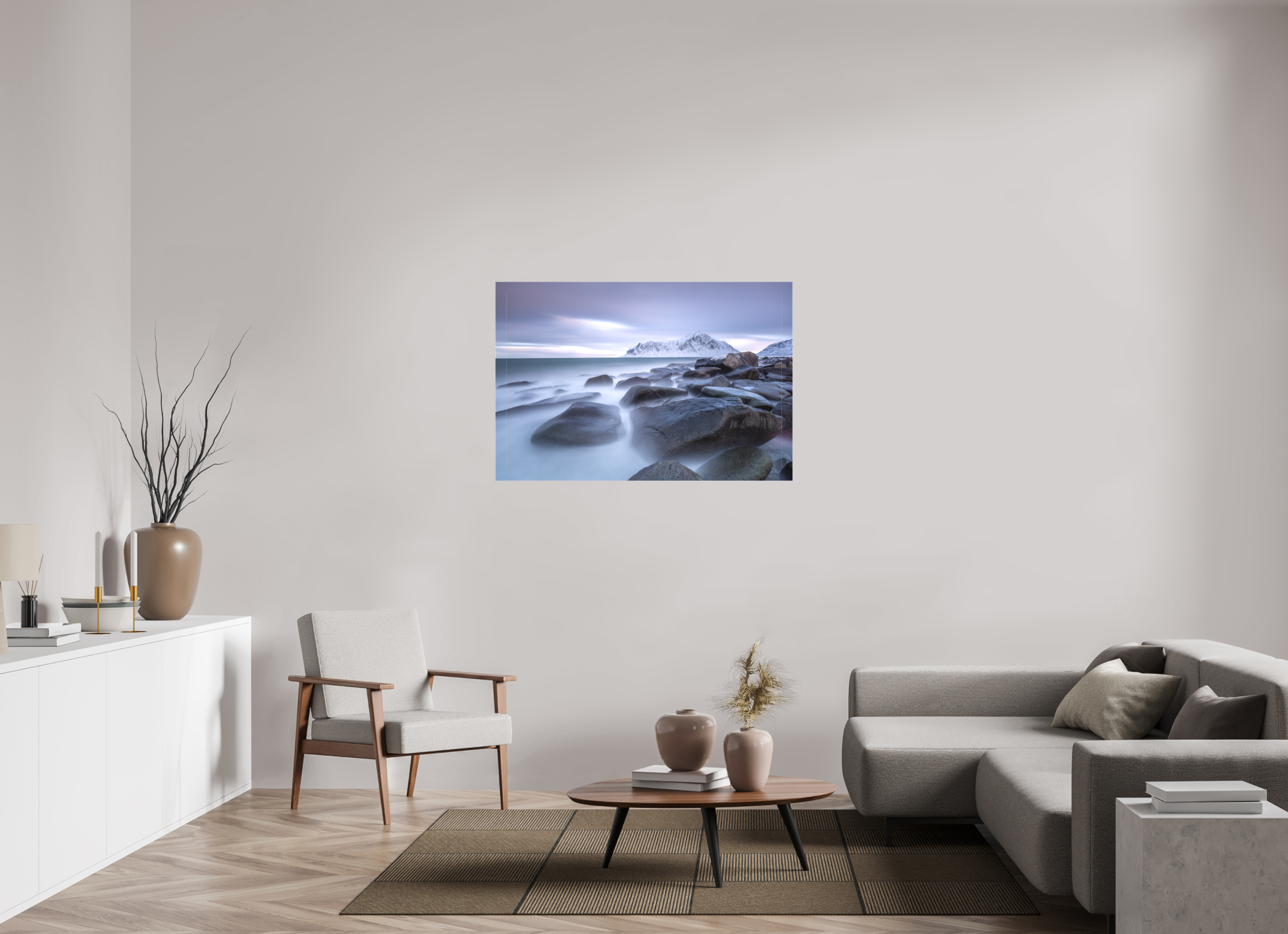 120 x 80 cm, Foto-Leinwand matt Nordische Stille im sanften Morgenlicht