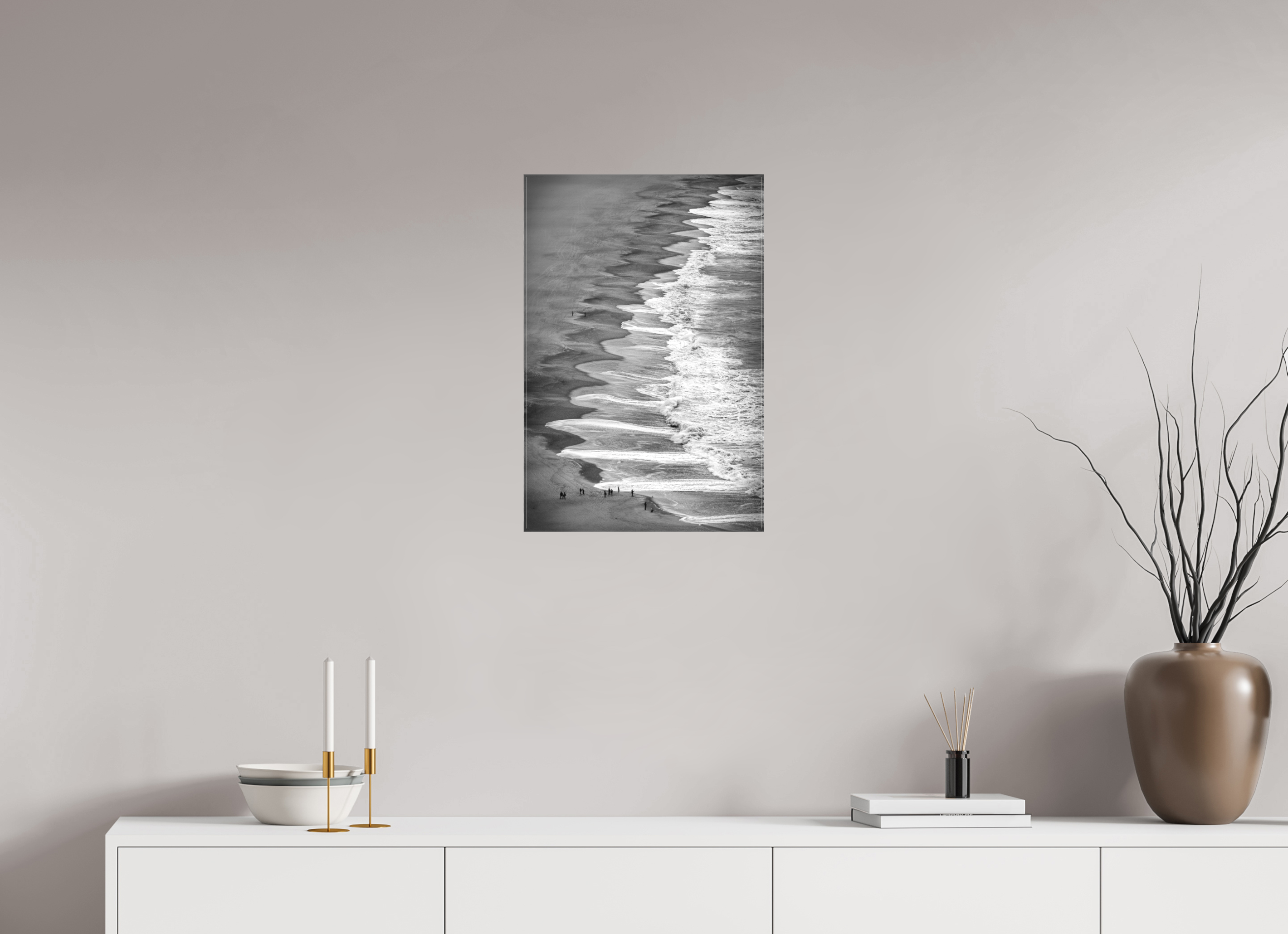 40 x 60 cm, Foto-Leinwand matt Beachlife – Natürliche Linien & Wellen-Kunst