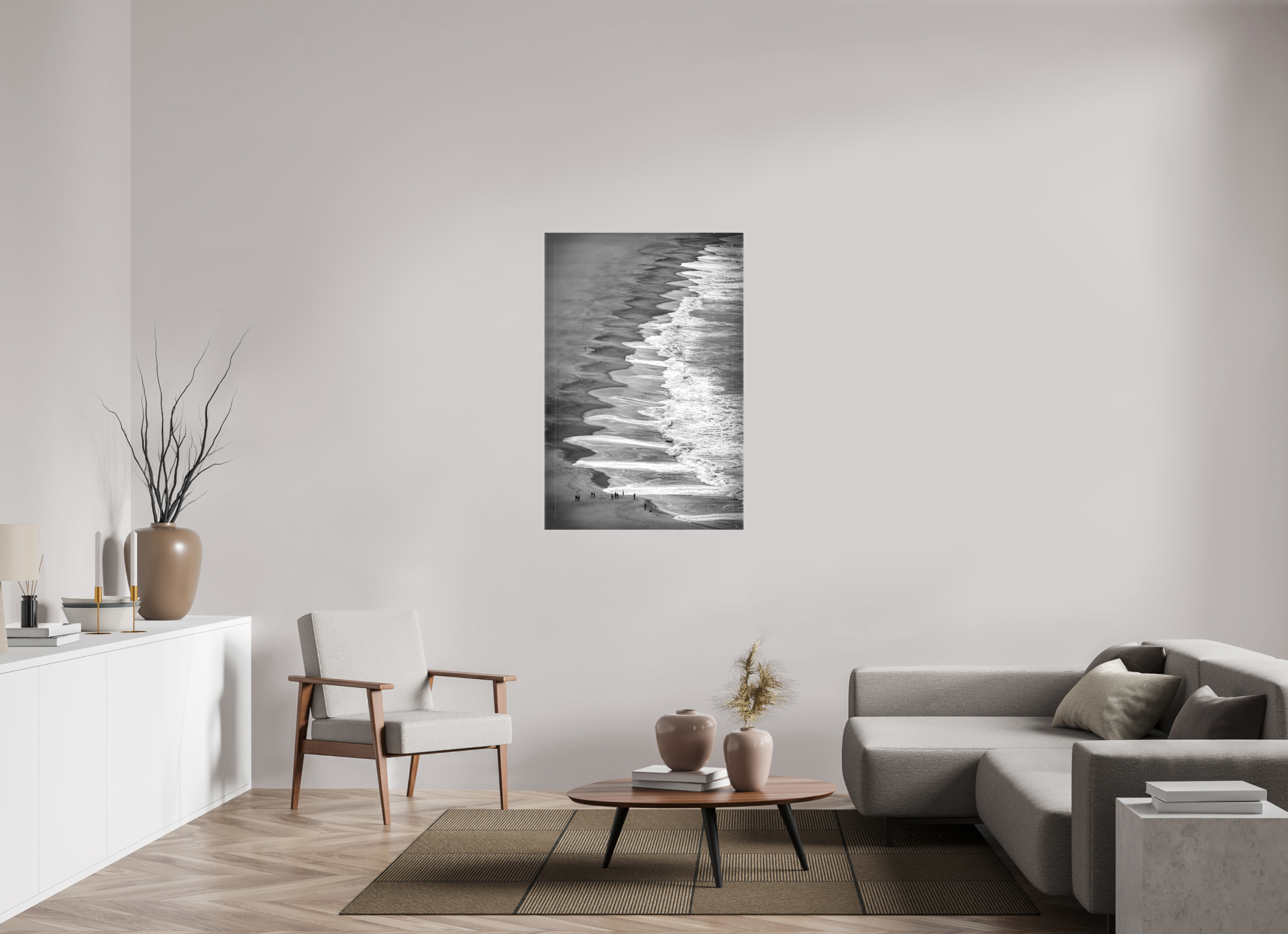 80 x 120 cm, Foto-Leinwand matt Beachlife – Natürliche Linien & Wellen-Kunst