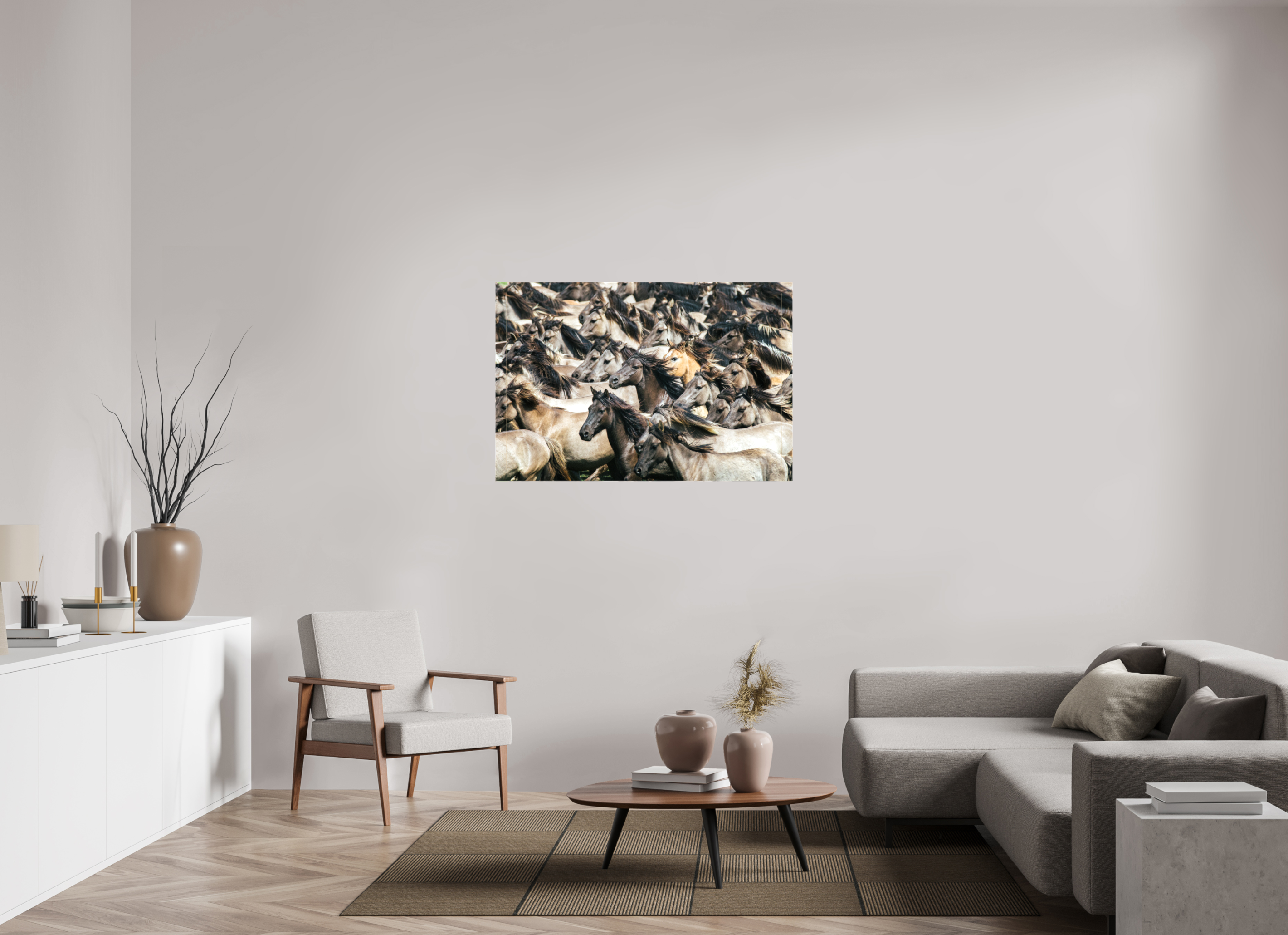 120 x 80 cm, Foto Leinwand glänzend Wildpferde