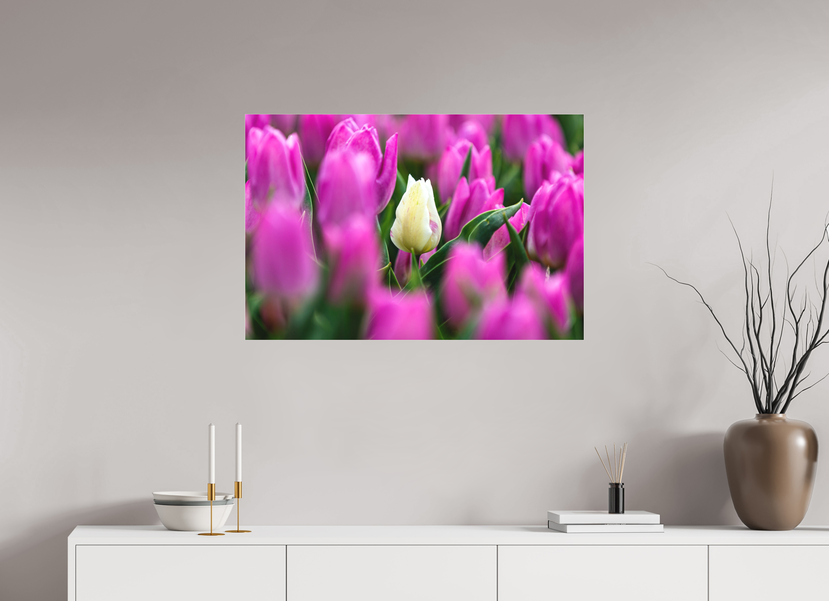 90 x 60 cm, Foto-Abzug hinter Acrylglas 3 mm matt Der helle Moment in Violett