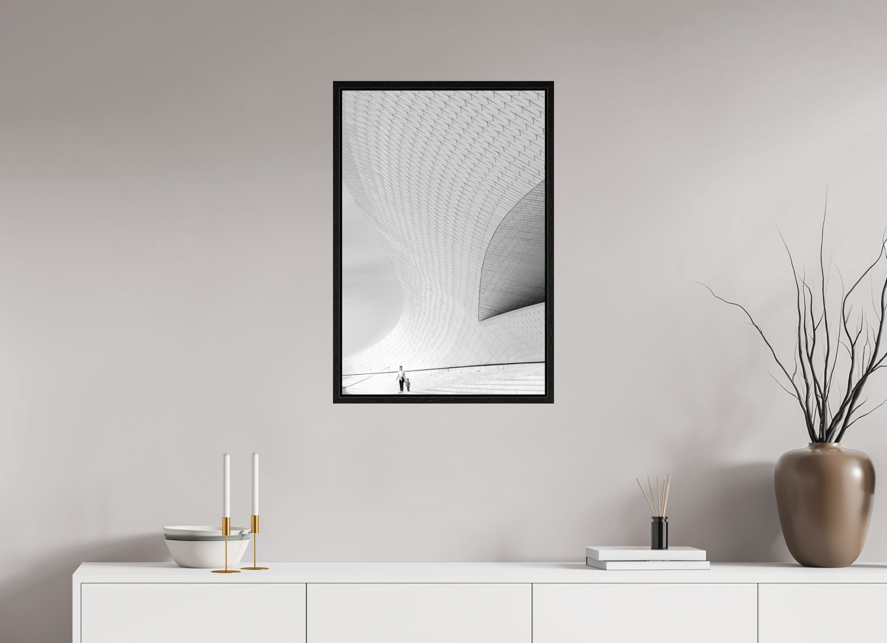 50 x 75 cm, Floater Frame Street-Fotografie MAAT Museum – S/W Kunst online kaufen