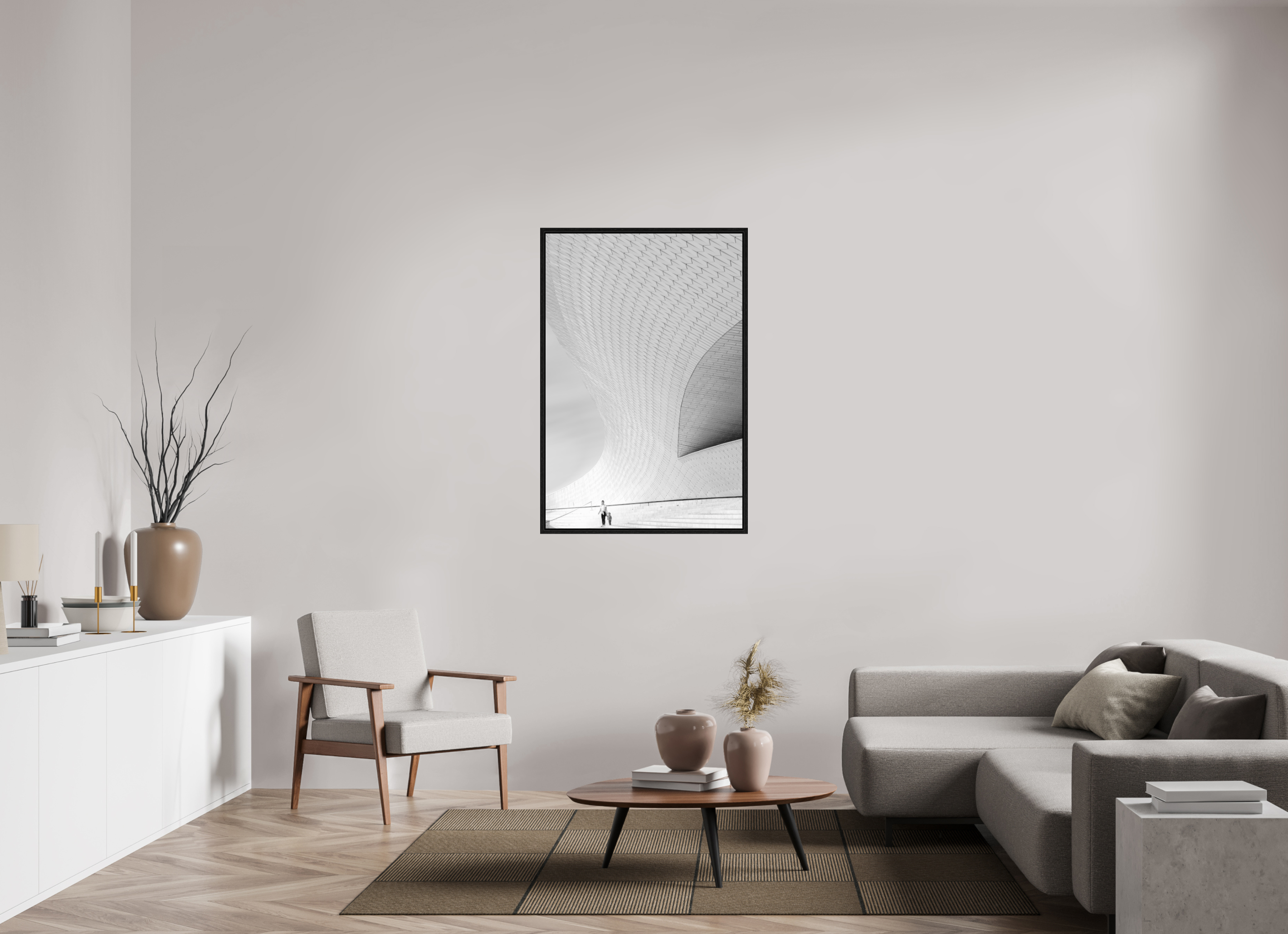 80 x 120 cm, Floater Frame Street-Fotografie MAAT Museum – S/W Kunst online kaufen