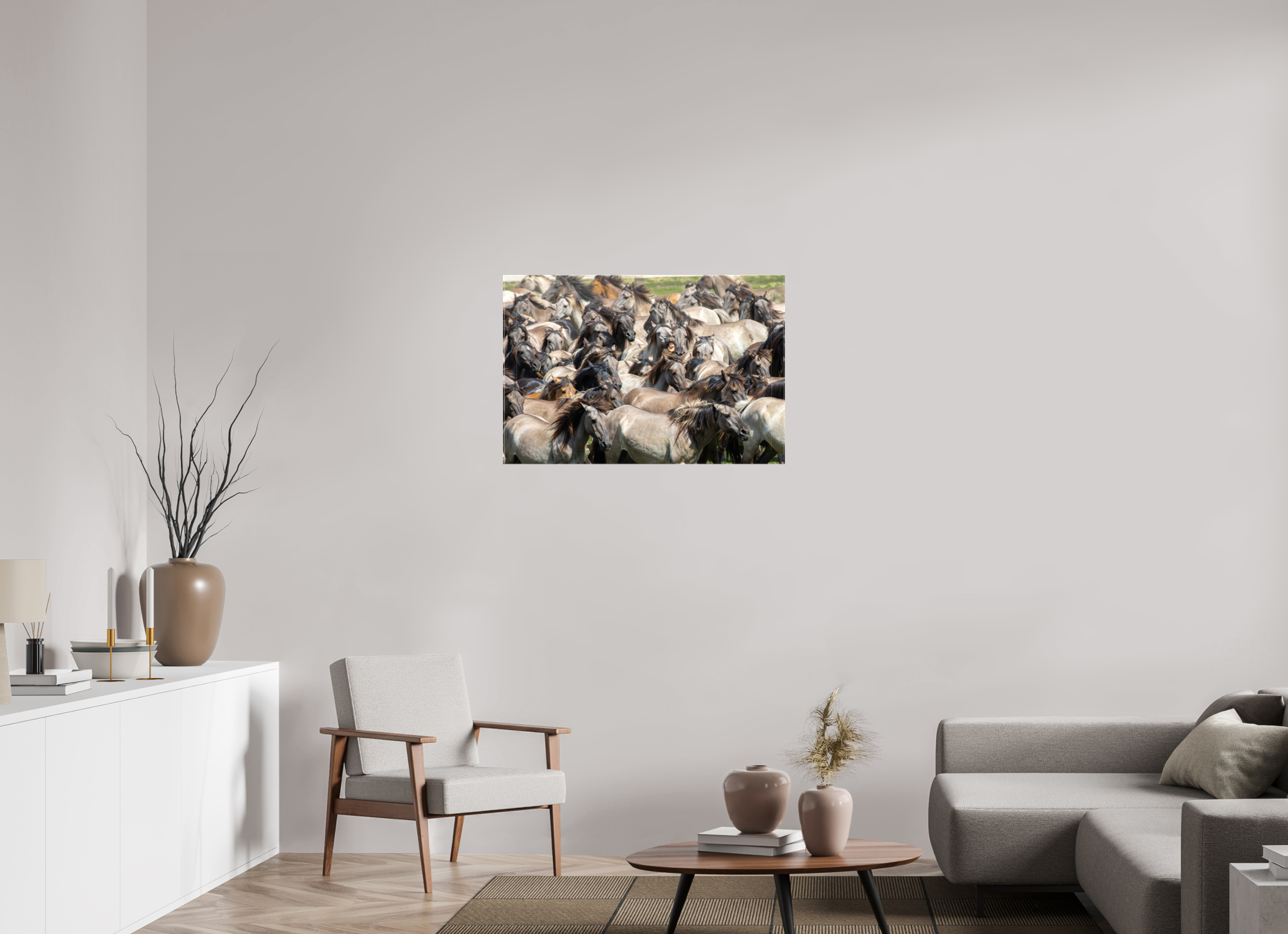 90 x 60 cm, Foto Leinwand glänzend Wieherndes Wildpferd