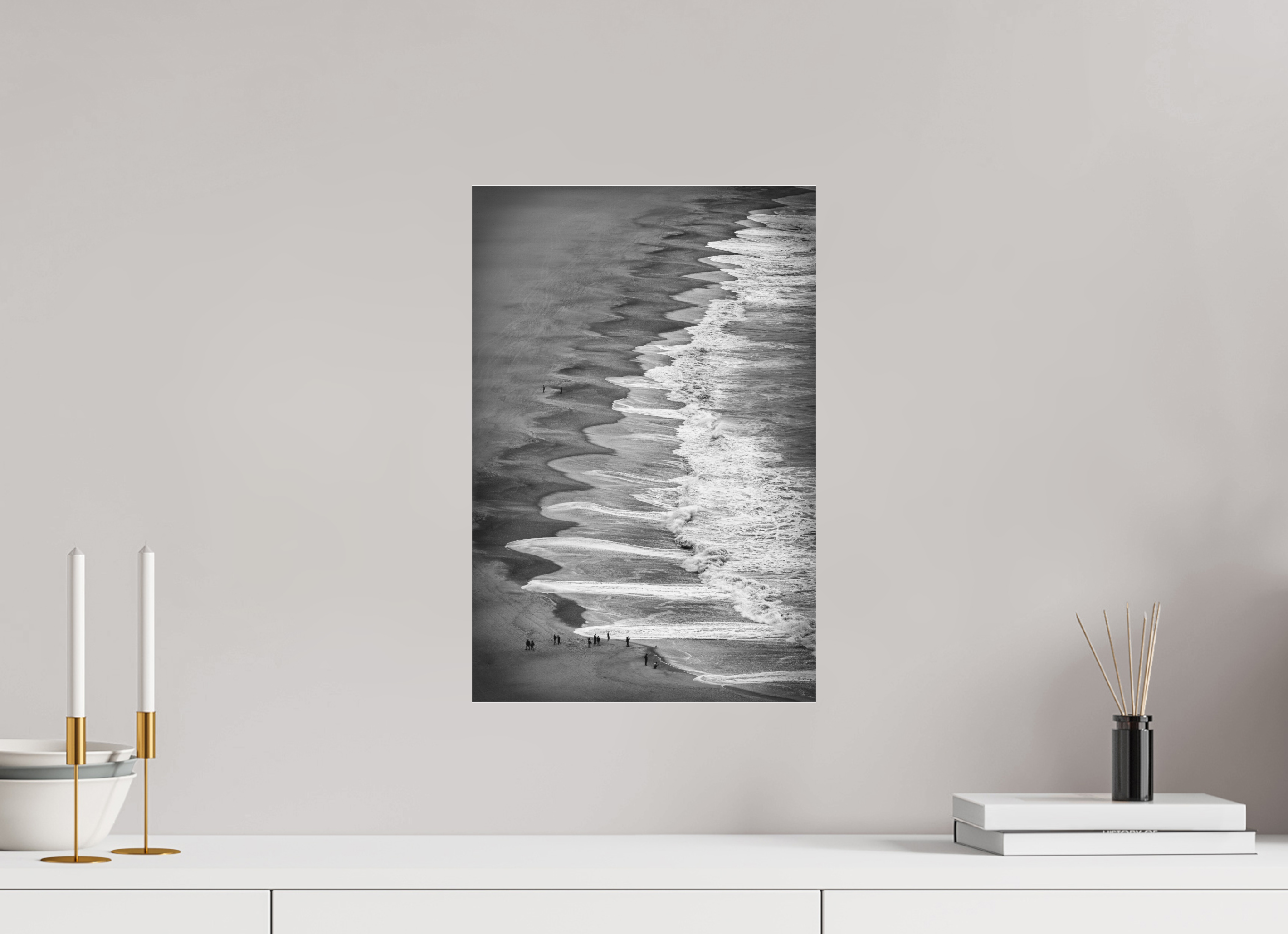 30 x 45 cm, Foto-Abzug hinter Acrylglas 3 mm matt Beachlife – Natürliche Linien & Wellen-Kunst