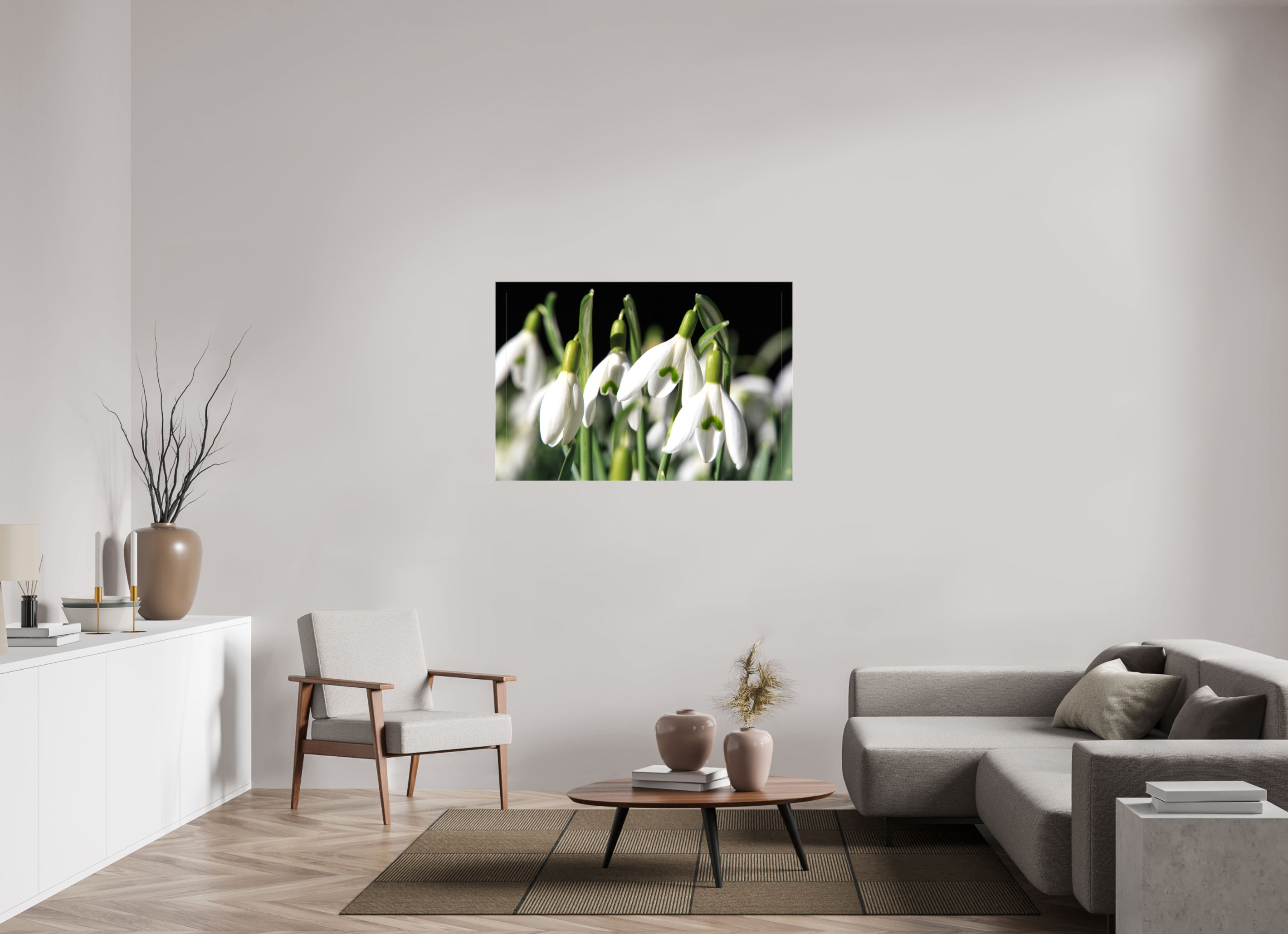 120 x 80 cm, Foto Leinwand glänzend Schneeglöckchen – Erste Frühlingsboten