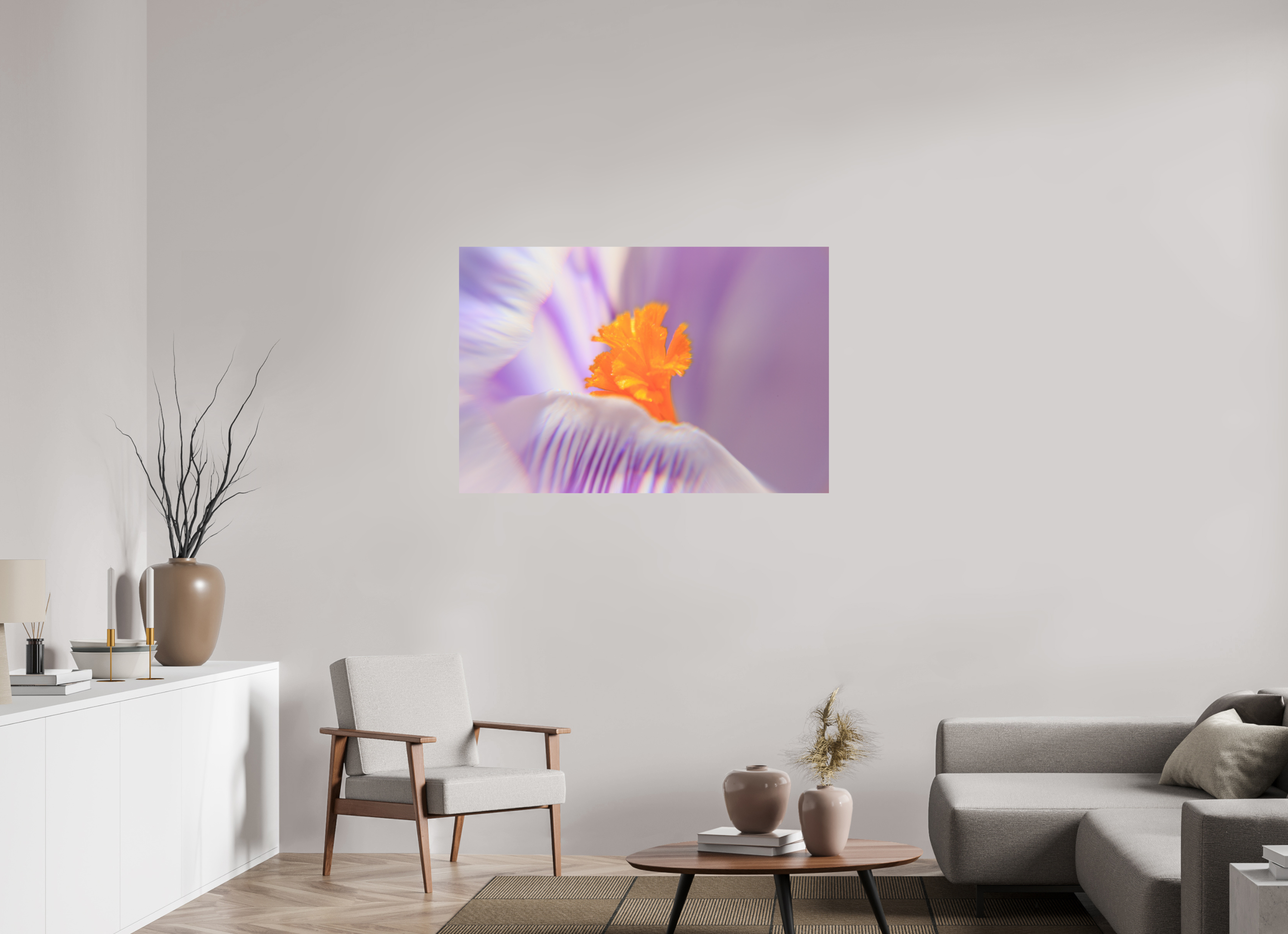120 x 80 cm, Photo Print On Fuji Crystal DP II Das Herz des Krokus: Schärfe auf Lila