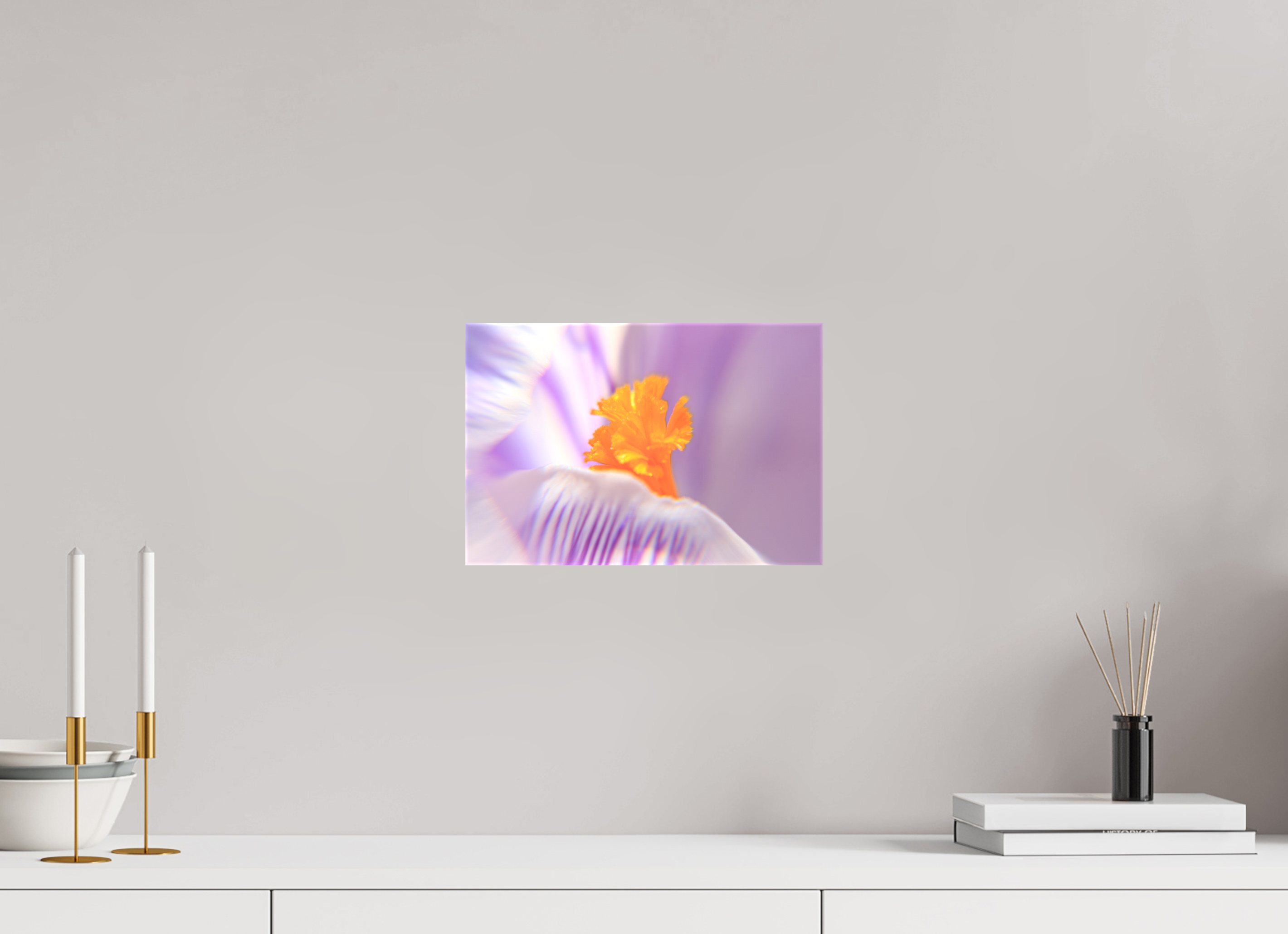 30 x 20 cm, Foto-Leinwand matt Das Herz des Krokus: Schärfe auf Lila