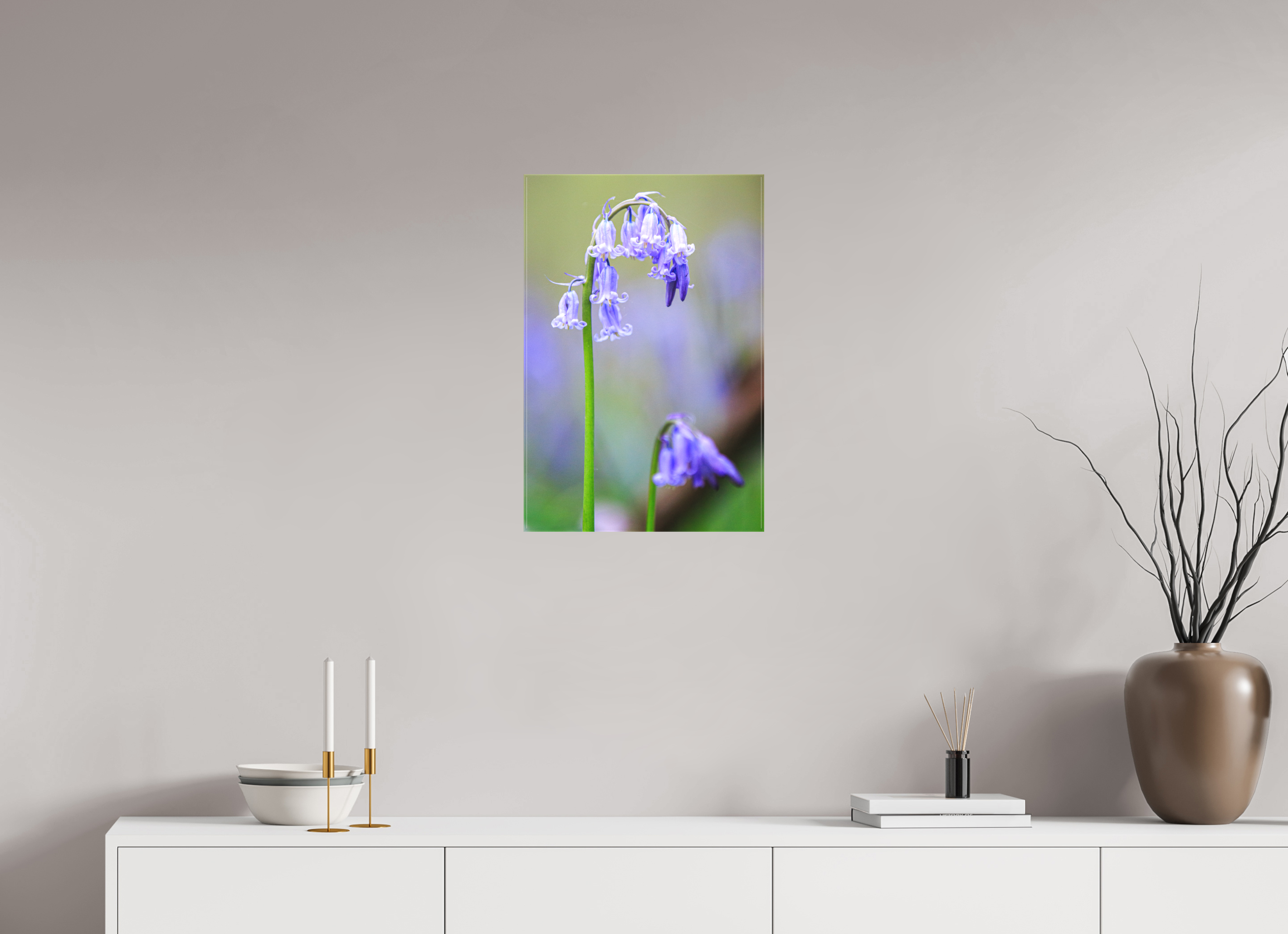 40 x 60 cm, Foto-Leinwand matt Zarte Poesie: Hasenglöckchen im Bokeh-Fokus