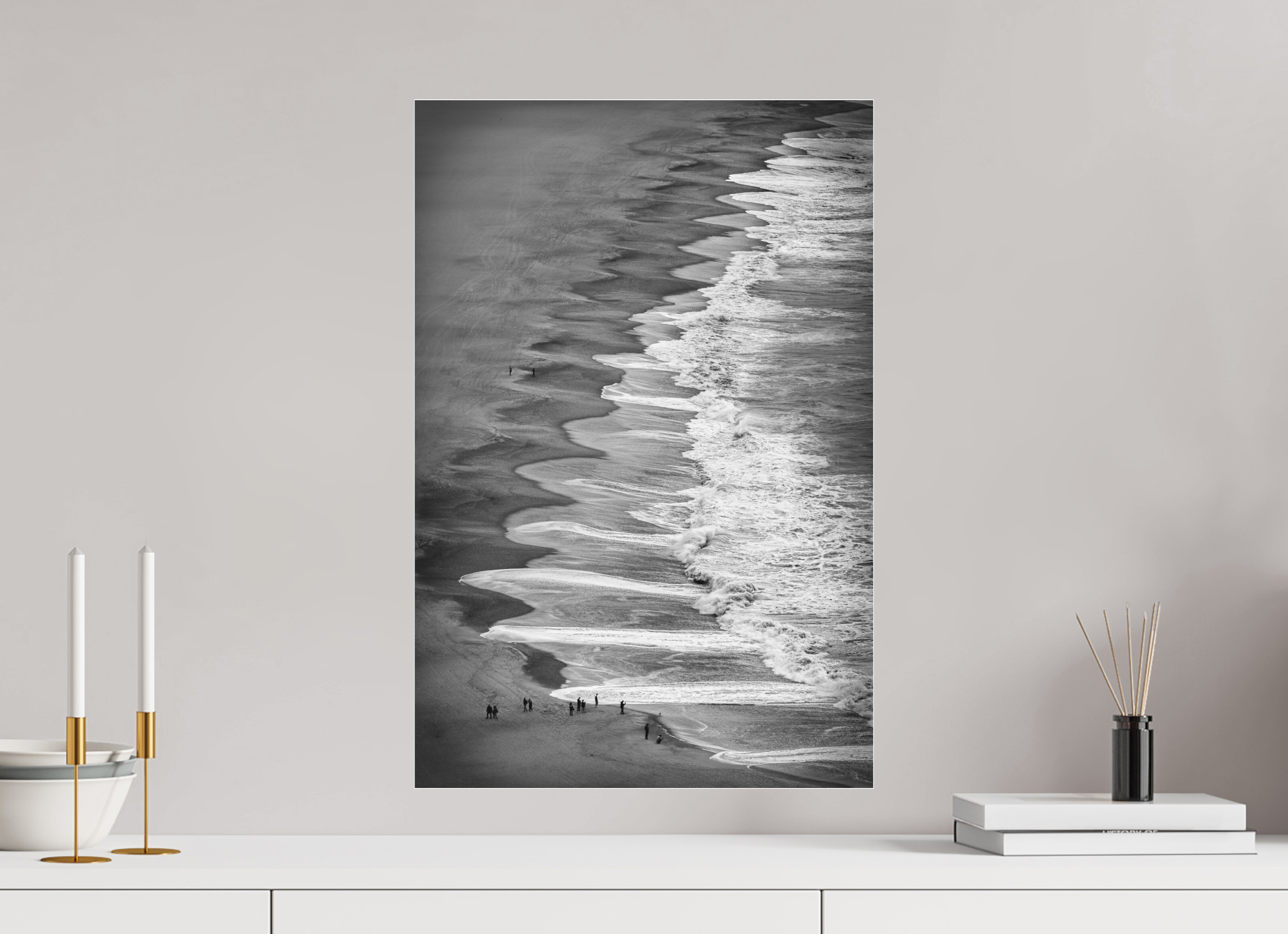 40 x 60 cm, Foto-Abzug hinter Acrylglas 3 mm matt Beachlife – Natürliche Linien & Wellen-Kunst