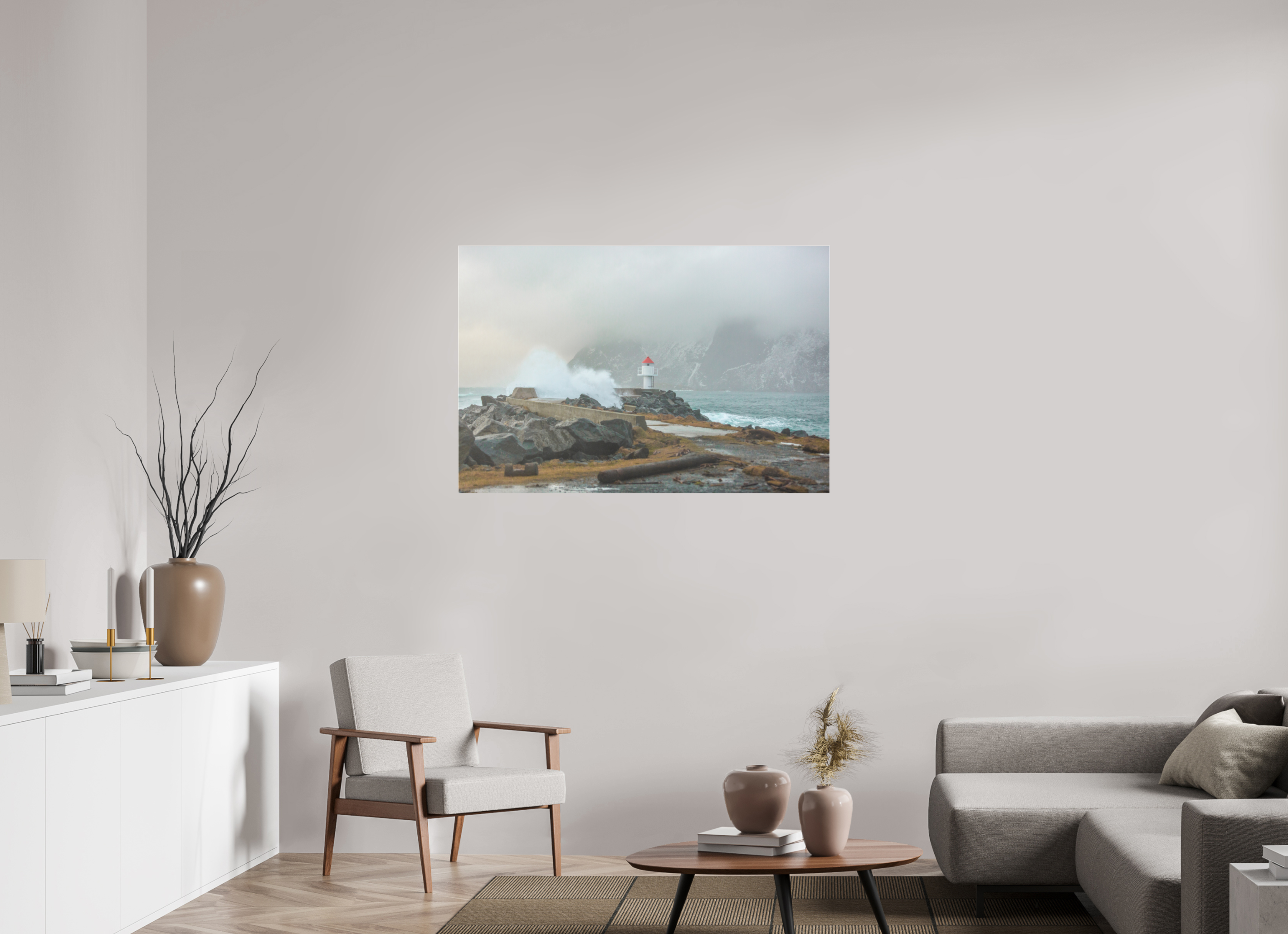 120 x 80 cm, Foto-Abzug Acrylglas 4 mm glänzend Kraft der Elemente – Norwegens Küste im Sturm