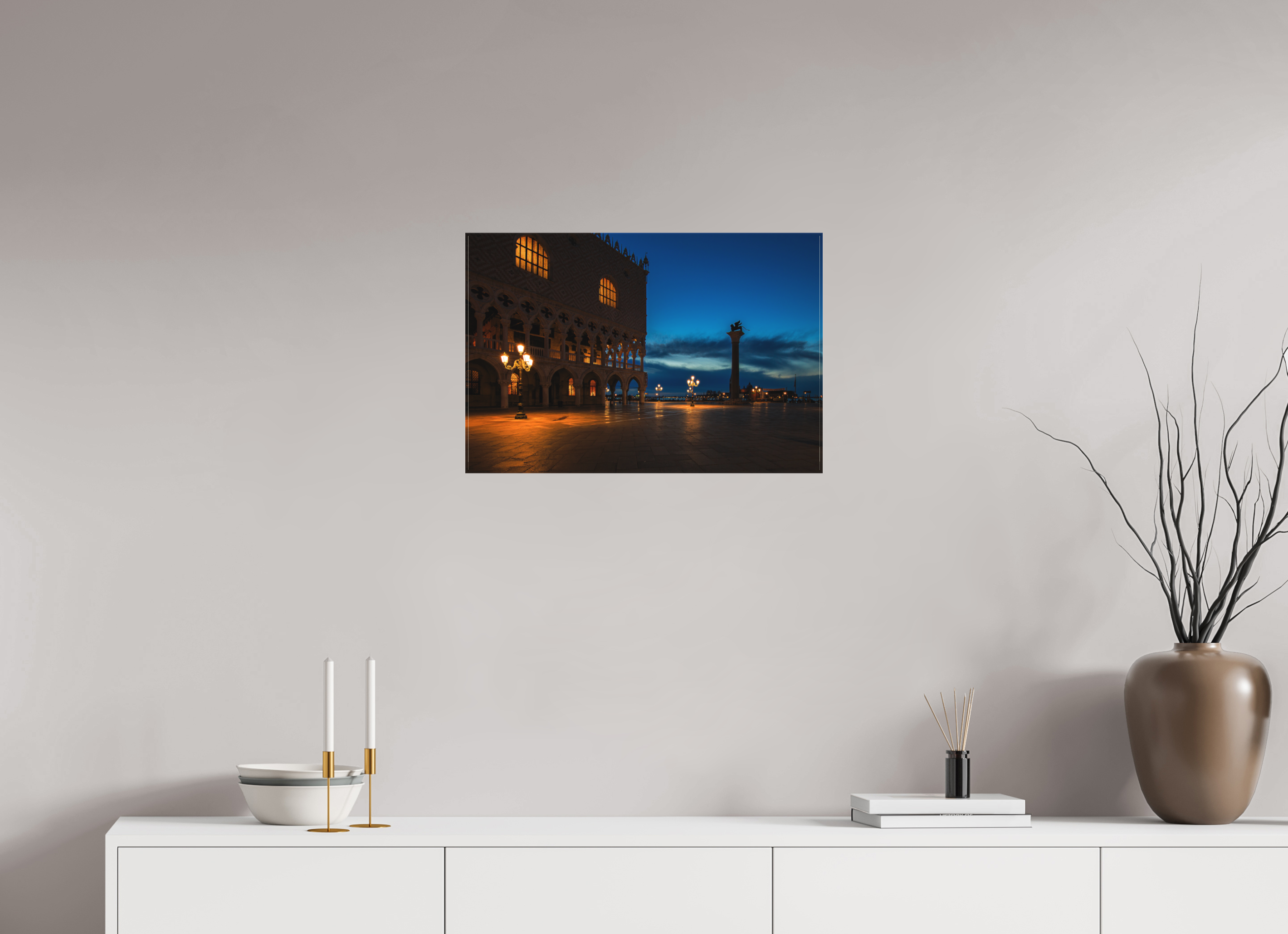 60 x 40 cm, Foto-Leinwand matt Dogenpalast bei Sonnenaufgang in Venedig
