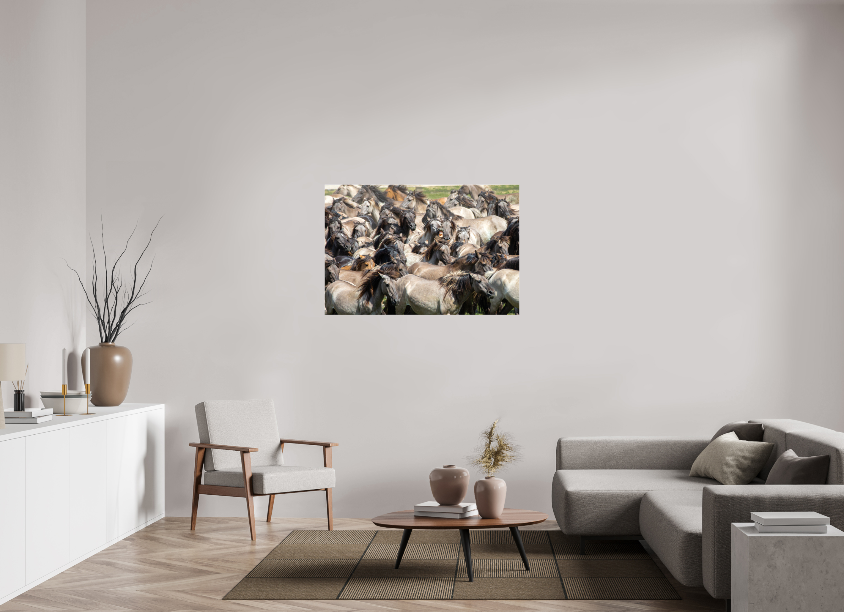 120 x 80 cm, Foto Leinwand glänzend Wieherndes Wildpferd